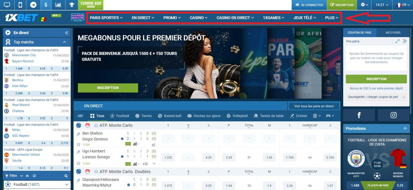 Accès au Formulaire d'Inscription 1xBet